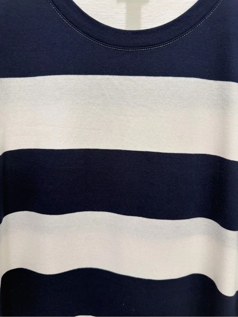 J.Crew Midi-T-shirt dress. Blue and white stripes.